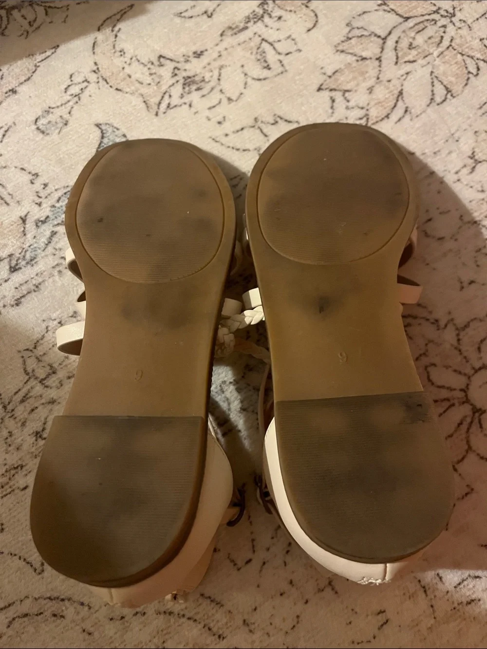 Maurices Beige Braided Multi-Strap Ankle Tie Sandals